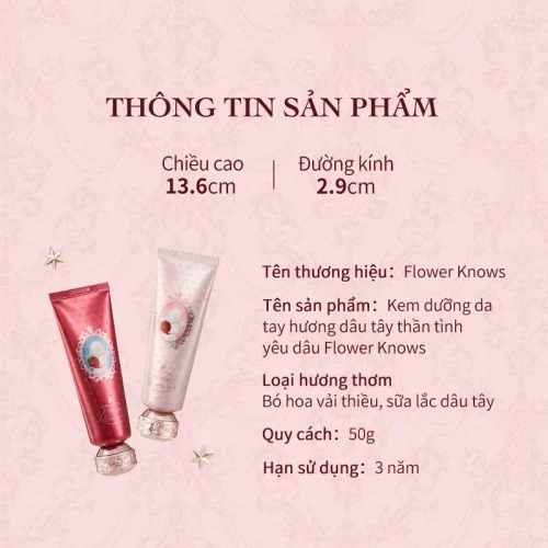 Kem dưỡng ẩm tay Strawberry Cupid Flower Knows Chính Hãng - Ảnh 6
